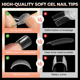 UNA GELLA nail tips in use on a model's nails
