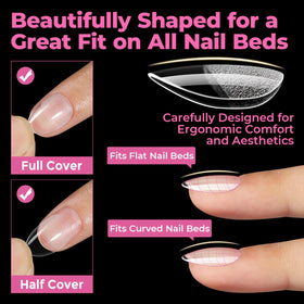 UNA GELLA nail tips package with dimensions and details