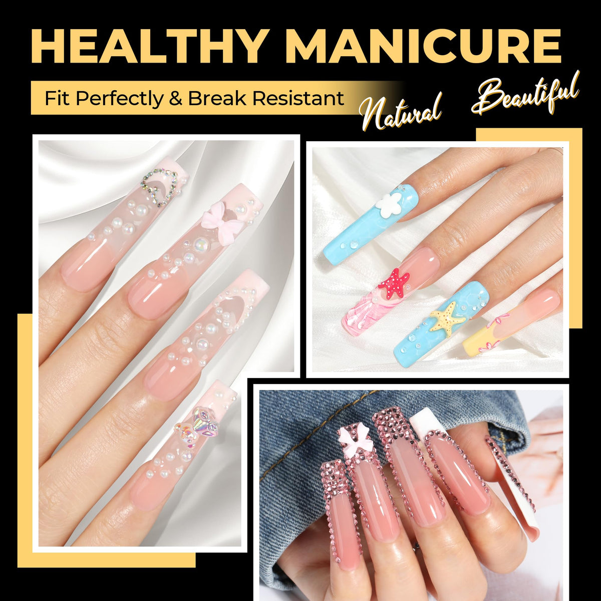 UNA GELLA nail tips showing 12 sizes options