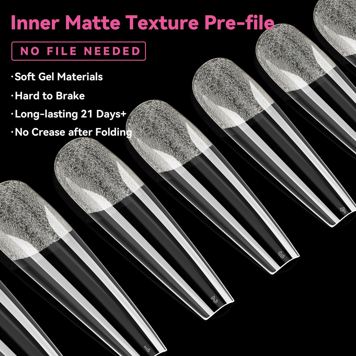 UNA GELLA nail tips showing clear finish
