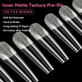 UNA GELLA nail tips showing clear finish