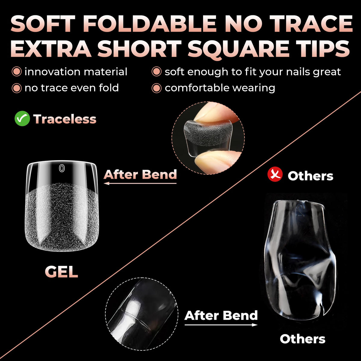 UNA GELLA nail tips showing deep matte texture