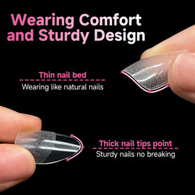 UNA GELLA nail tips showing natural fit effect