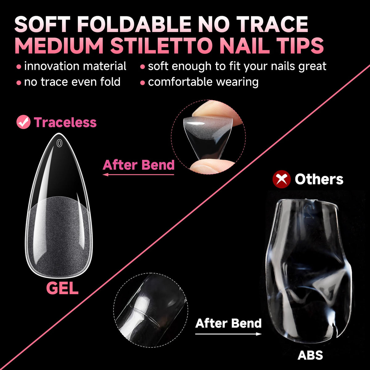UNA GELLA nail tips showing pre-buffed design