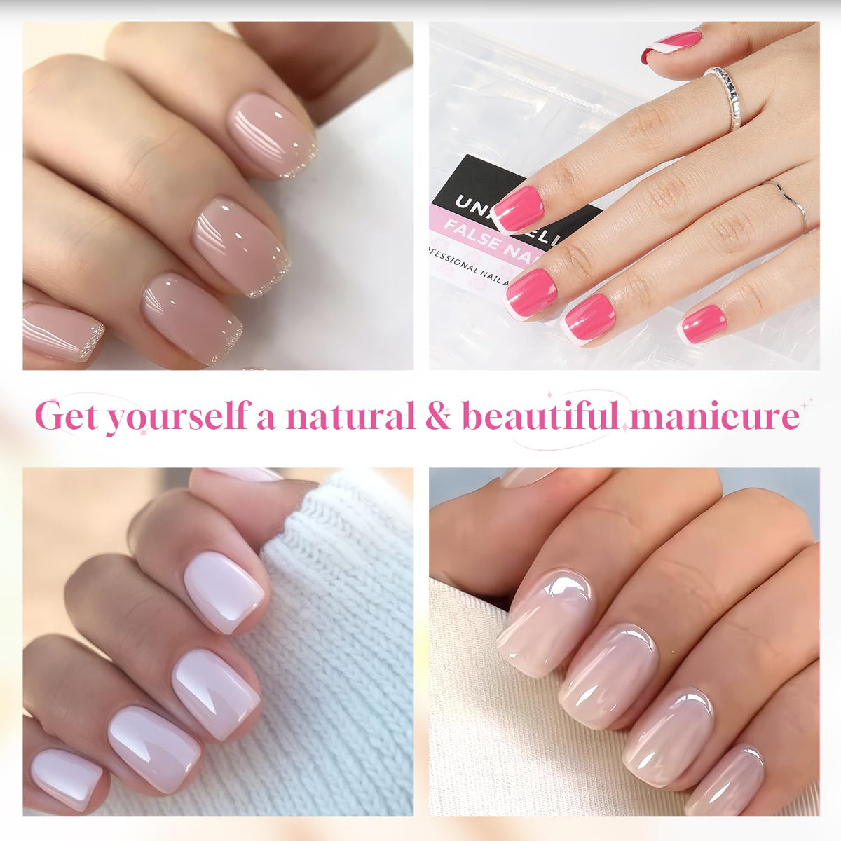 UNA GELLA nail tips showing updated inner deep matte texture