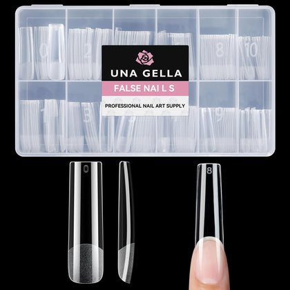 UNA GELLA Nail Tips Square XXL Long front view