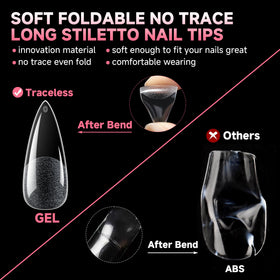UNA GELLA nail tips with polish applied