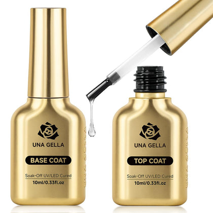 UNA GELLA No Wipe Gel Top Coat and Base Coat Set front view