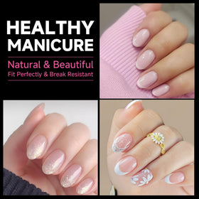 UNA GELLA Oval Gel Nail Tips 312 Pcs short oval nails close-up