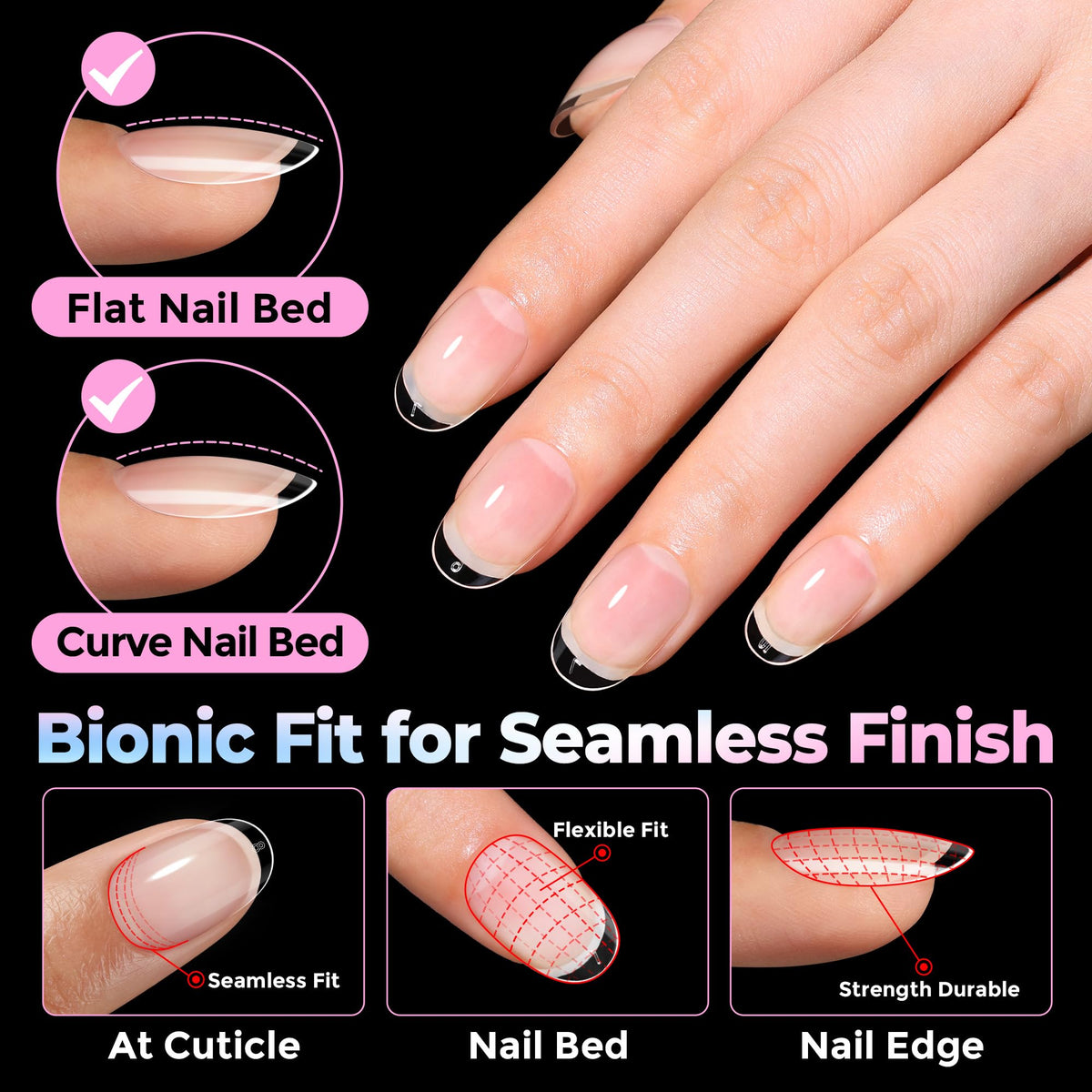 UNA GELLA Oval Gel Nail Tips showing clear surface