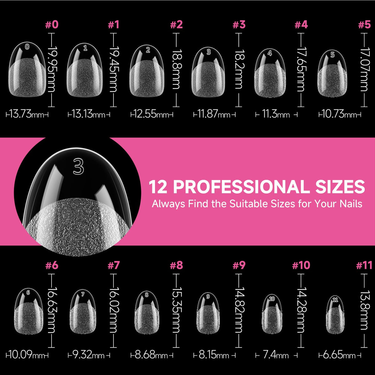 UNA GELLA Oval Gel Nail Tips with various nail art designs