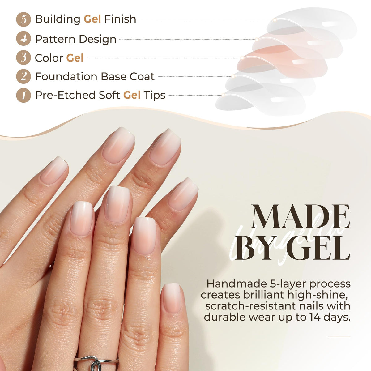 UNA GELLA Press On Nails showing various sizes