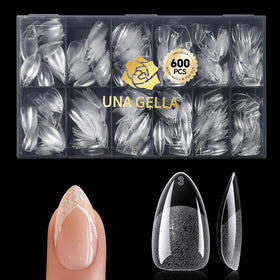 UNA GELLA Short Almond Gel Nail Tips 600 pcs front view