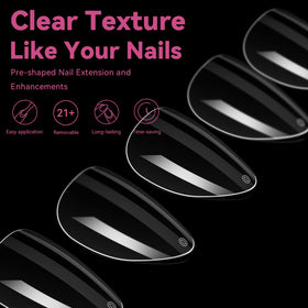 UNA GELLA Short Almond Gel Nail Tips application process