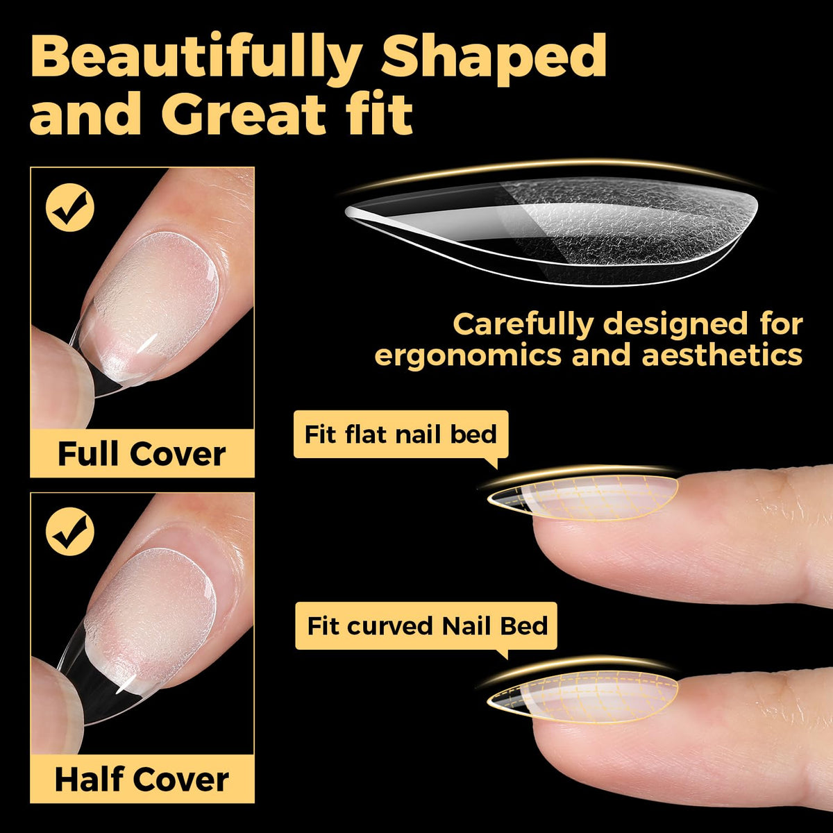 UNA GELLA Short Almond Gel Nail Tips assorted sizes