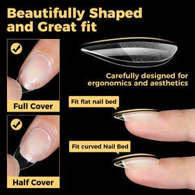 UNA GELLA Short Almond Gel Nail Tips assorted sizes