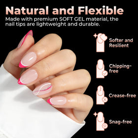 UNA GELLA Short Almond Gel Nail Tips close-up of tips