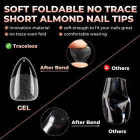 UNA GELLA Short Almond Gel Nail Tips half matte finish