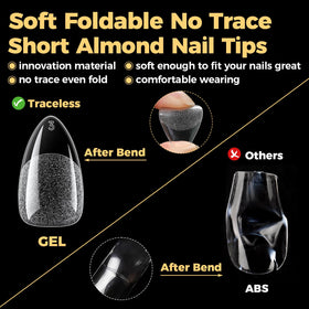 UNA GELLA Short Almond Gel Nail Tips in use during manicure
