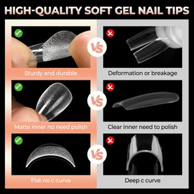 UNA GELLA Short Almond Gel Nail Tips in use on nails