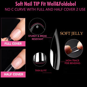 UNA GELLA Short Almond Gel Nail Tips package dimensions