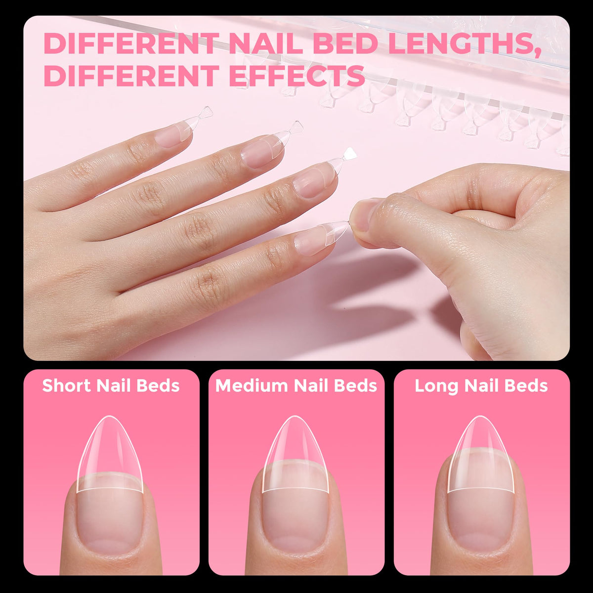 UNA GELLA Short Almond Gel Nail Tips with nail art tools