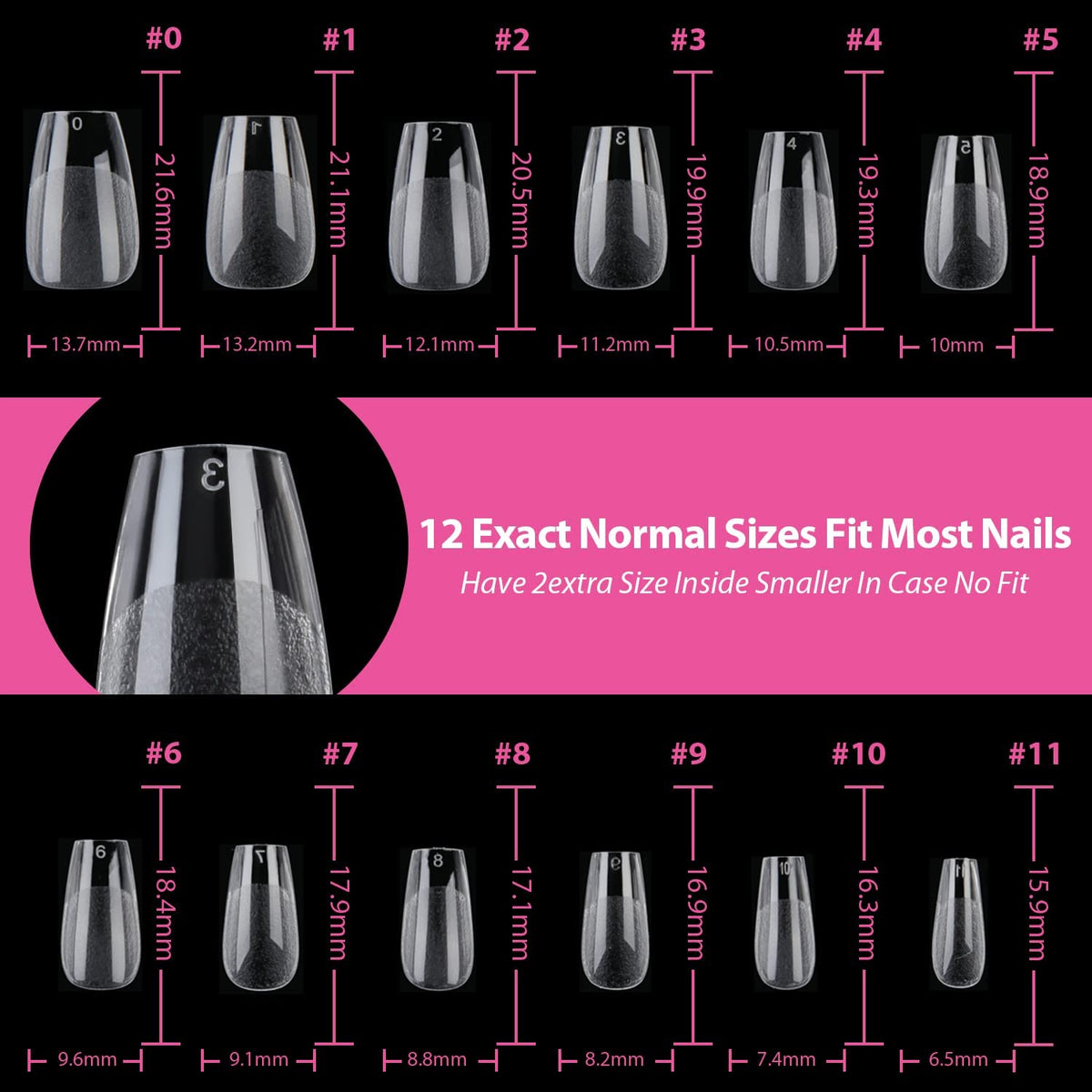 UNA GELLA Short Coffin Gel Nail Tips assorted sizes