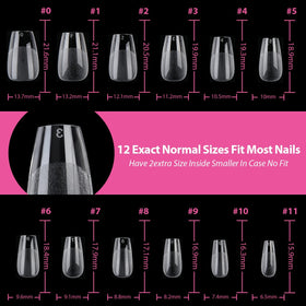 UNA GELLA Short Coffin Gel Nail Tips assorted sizes