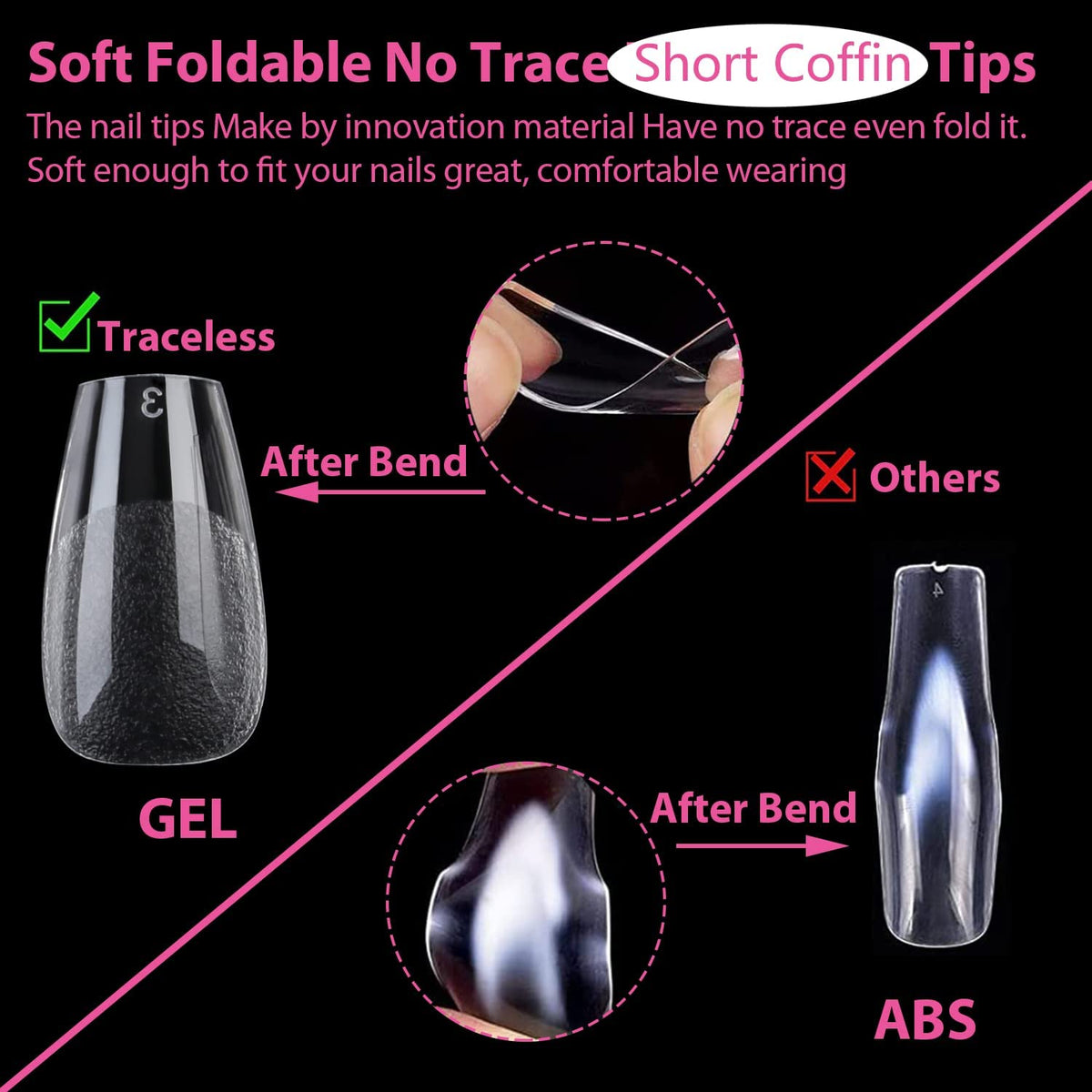 UNA GELLA Short Coffin Gel Nail Tips close-up of texture