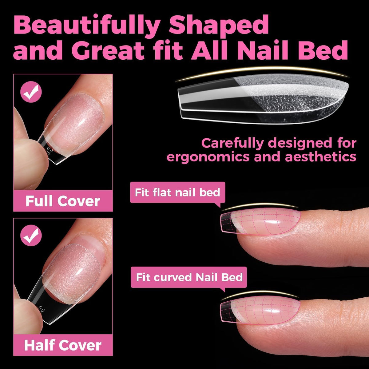 UNA GELLA Short Coffin Gel Nail Tips displayed in package