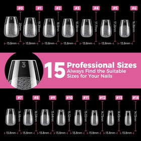 UNA GELLA Short Coffin Gel Nail Tips showing thickness comparison