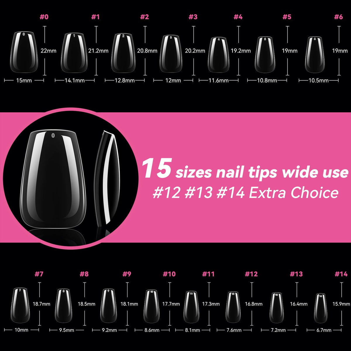 UNA GELLA Short Coffin Gel Nail Tips trimmed and shaped