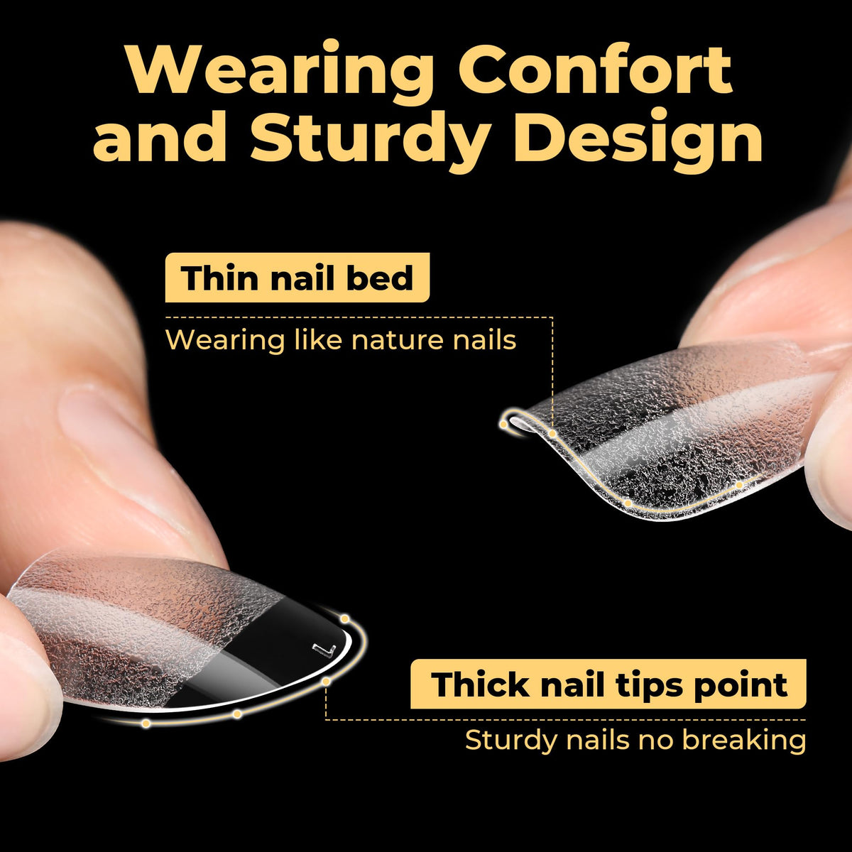UNA GELLA Short Oval Almond Nail Tips in use
