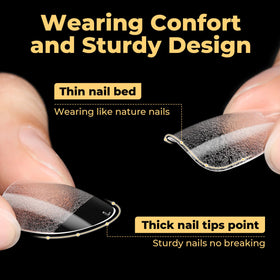 UNA GELLA Short Oval Almond Nail Tips in use