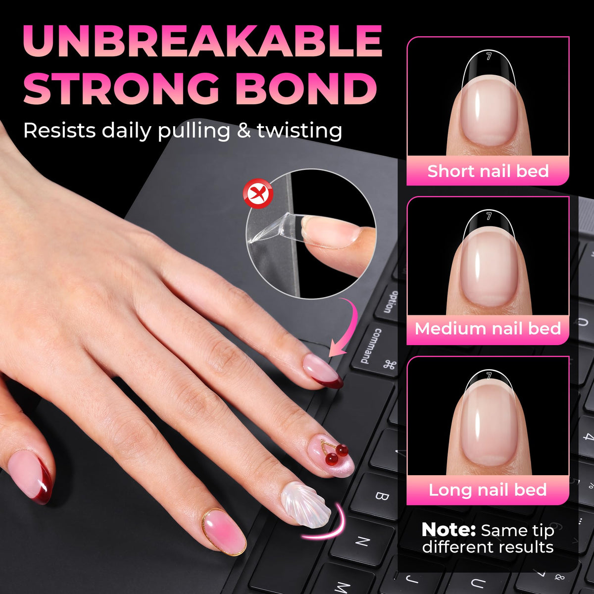UNA GELLA Short Oval Nail Tips close-up of texture