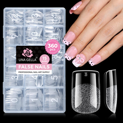 UNA GELLA Short Square Nail Tips 360Pcs package front view