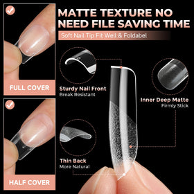 UNA GELLA Short Square Nail Tips close-up of texture