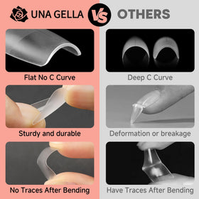 UNA GELLA Short Square Nail Tips in different sizes arranged