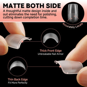 UNA GELLA Short Square Nail Tips matte finish side view