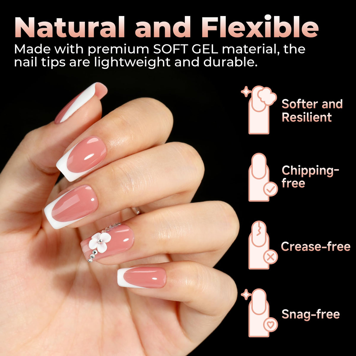 UNA GELLA Short Square Nail Tips on display