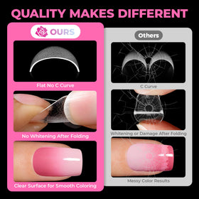 UNA GELLA Short Square Nail Tips showcasing the pre-buffed inner surface