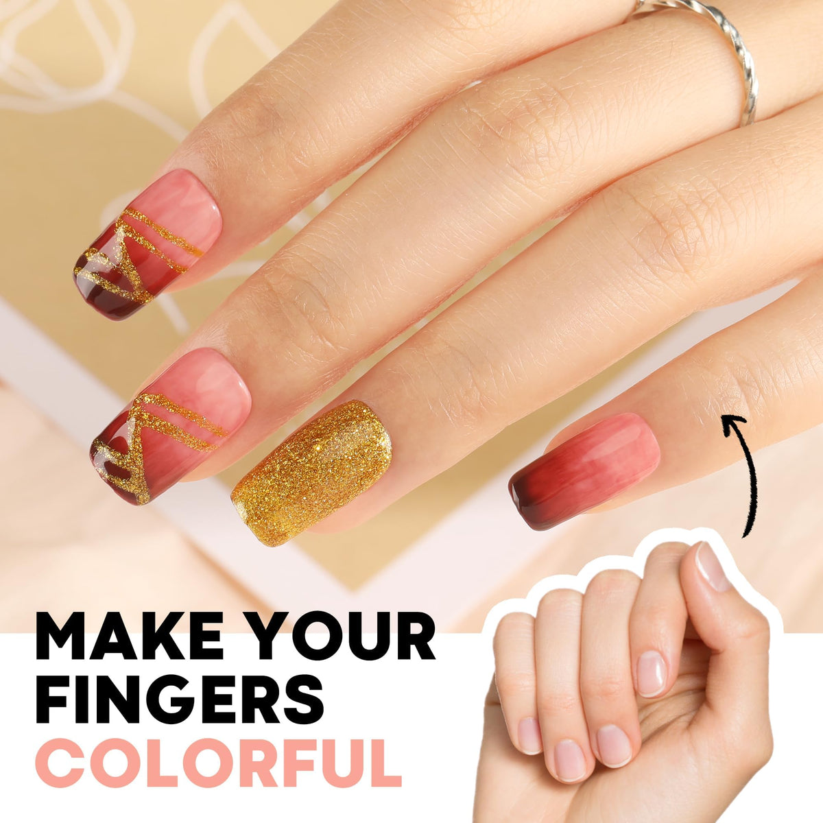 UNA GELLA Short Square Nail Tips showing various sizes