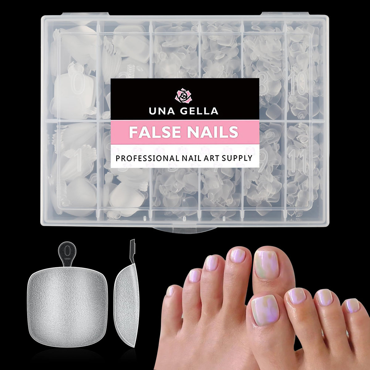 UNA GELLA Short Square Toe Nail Tips 504Pcs matte finish front view