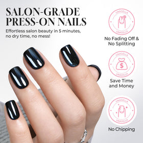 UNA GELLA Soft Gel Press on Nails worn on model's hands