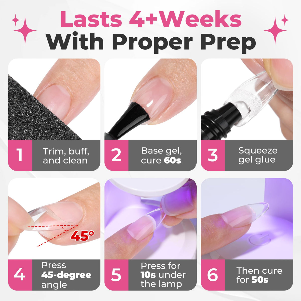 UNA GELLA Solid Gel Nail Glue 25g application on nail tips
