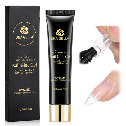 UNA GELLA Solid Gel Nail Glue 25g front view with packaging