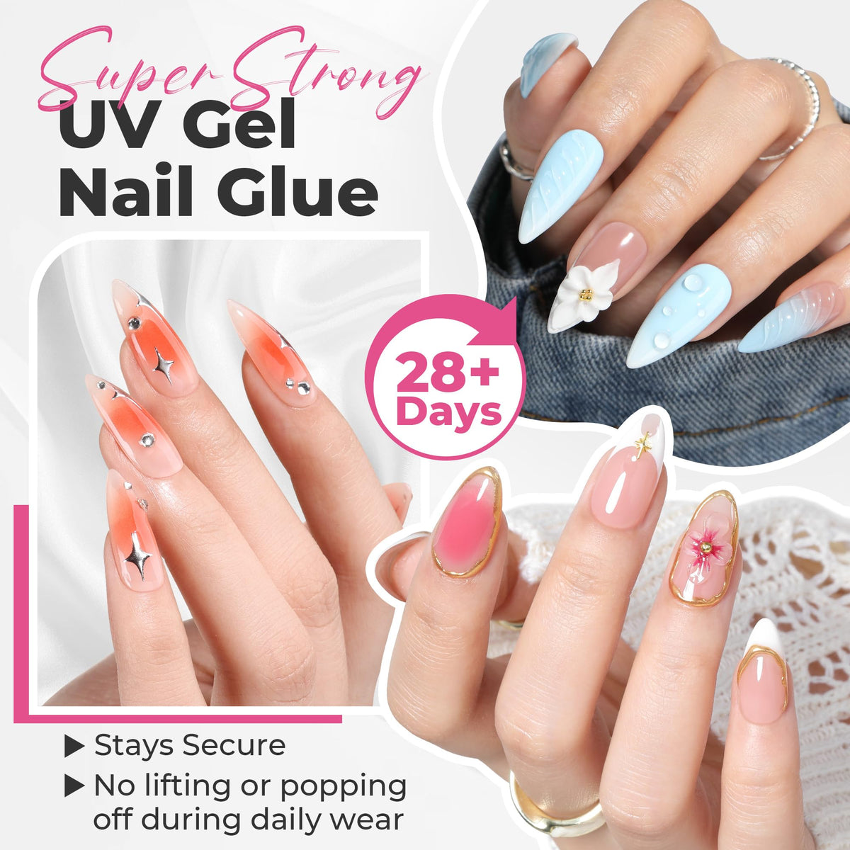 UNA GELLA Solid Gel Nail Glue 25g tube showing nozzle