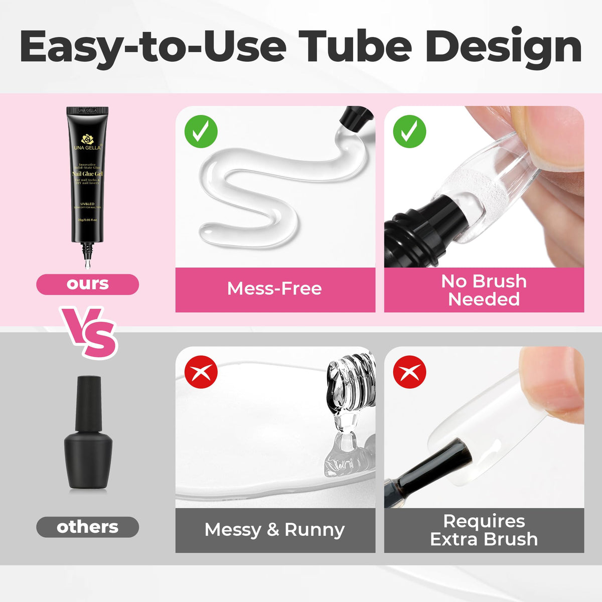 UNA GELLA Solid Gel Nail Glue 25g with UV lamp