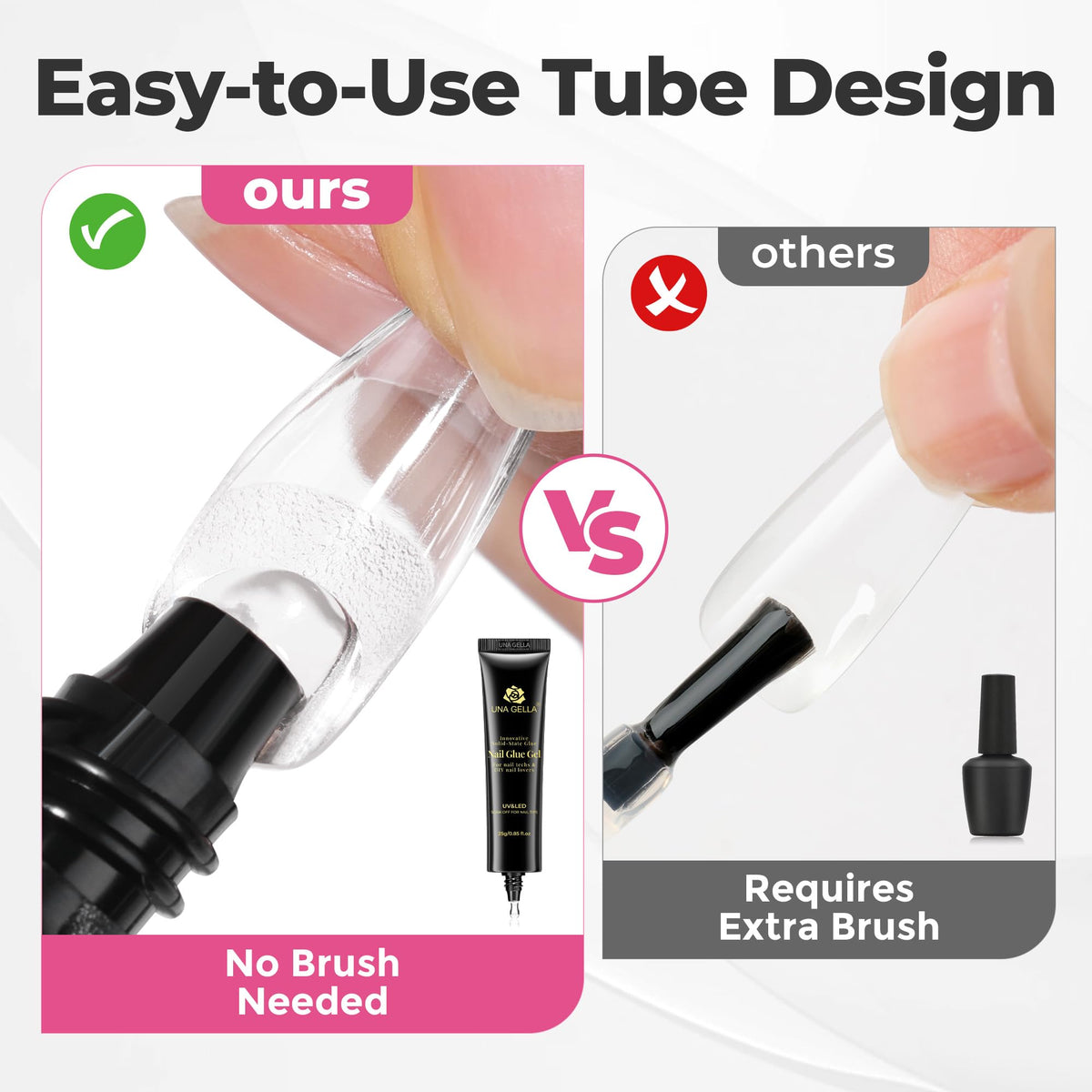 UNA GELLA Solid Nail Glue Gel 25g tube side view