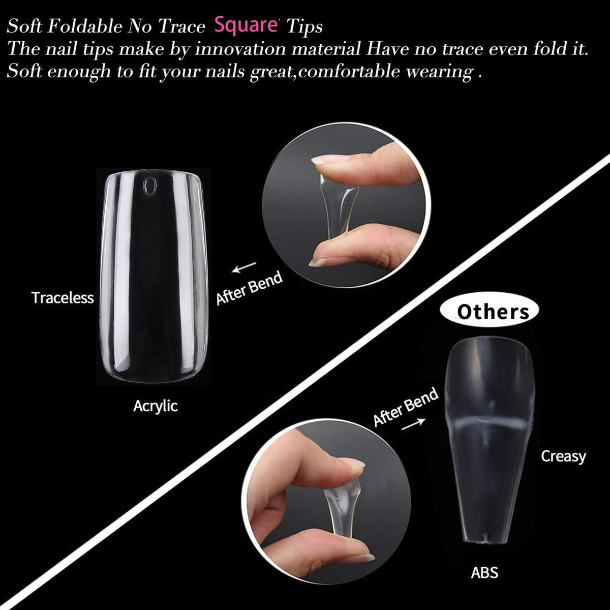 UNA GELLA square nail tips applied on nails